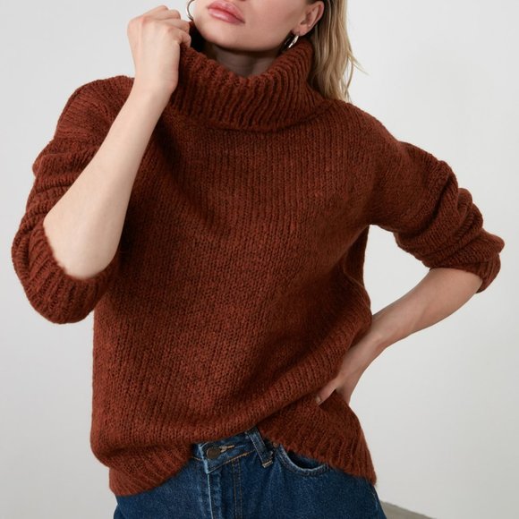 Trendyol Sweaters - NWT Brown Turtleneck Woman Knitwear Sweater Small